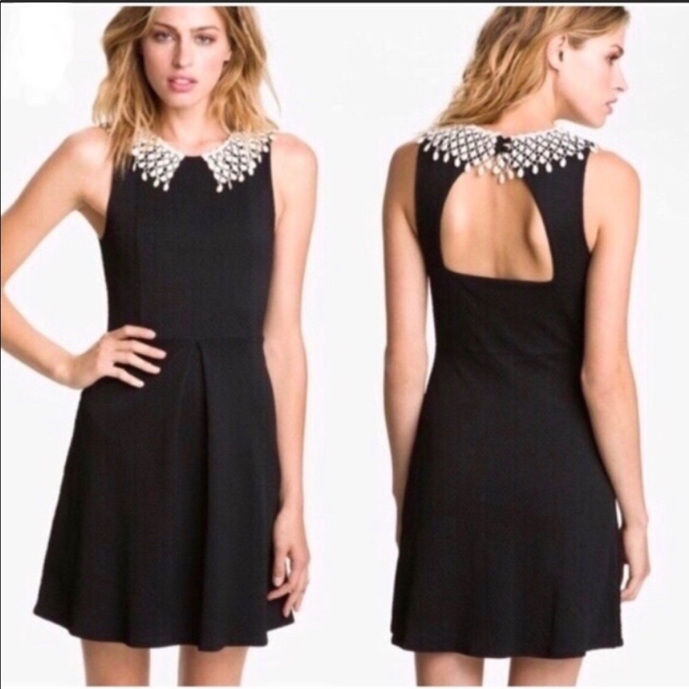 Free People Lace Peter Pan Crochet Bib Dress